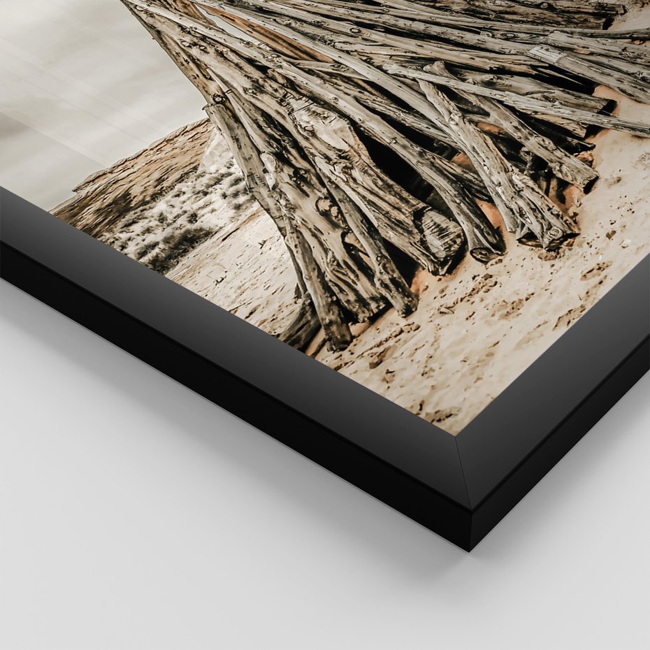 Zestaw obrazy w ramie 50x70 galeria - Chata, stara, retro, klamka - rama czarna