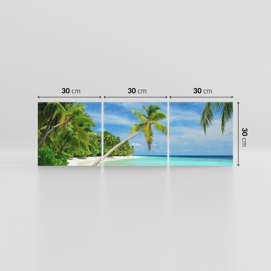 Obraz na płótnie 90x30 - Raj na Malediwach: plaża, morze i palmy - Malediwy, plaża