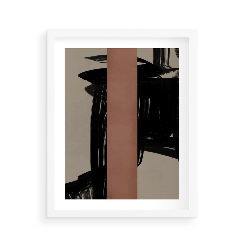 Plakat w ramie 40x50 - Niezwykłe Przeobrażenia - abstrakcja, czarne splatane linie - rama biała
