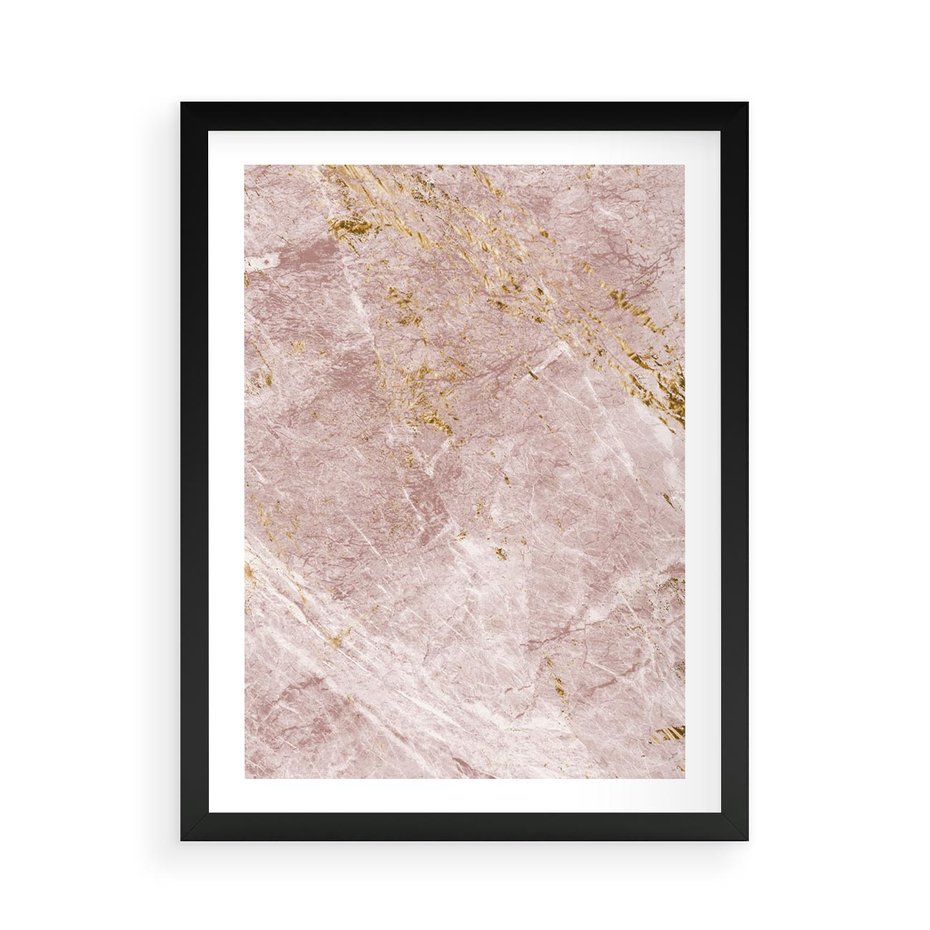 Plakat w ramie 50x70 - Wyjątkowa Stylizacja - marmur, złoto - rama czarna