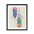 Plakat w ramie 40x50 - Morskie Pulsacje - nowoczesny optymistyczny plakat, kolorowe meduzy - rama czarna