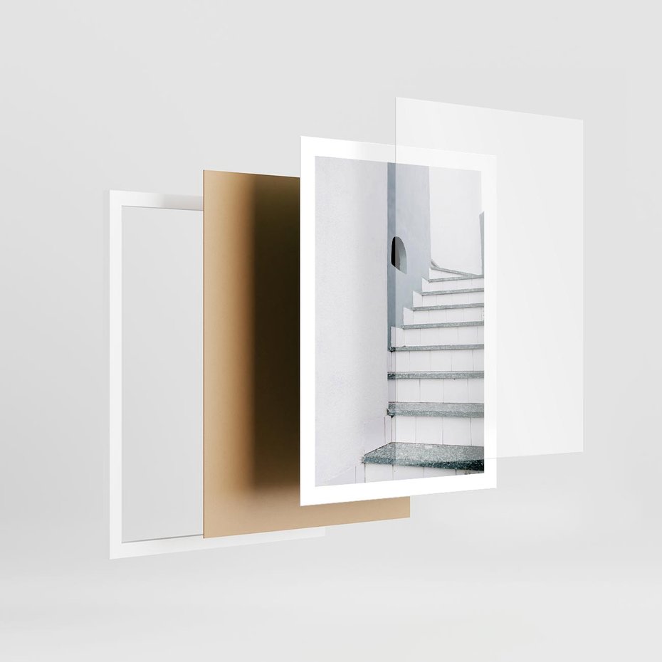 Plakat w ramie 50x70 - Schody ku Urokowi Wyspy - schody, santorini - rama biała