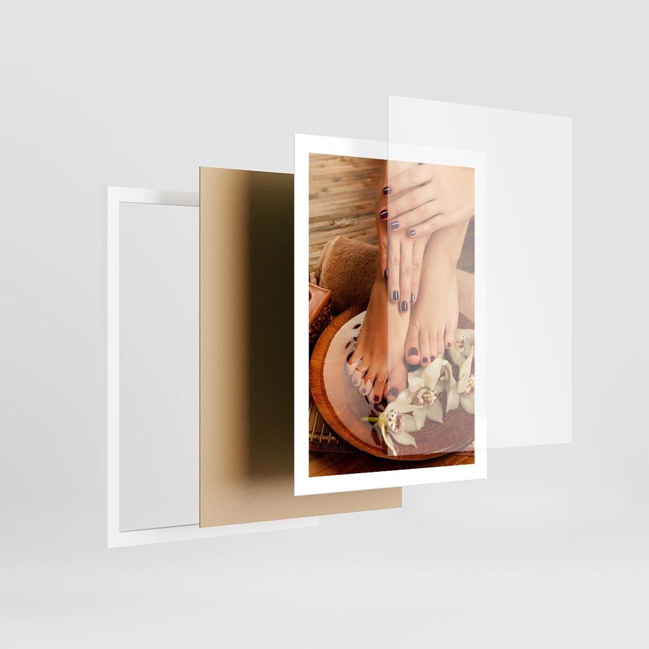 Plakat w ramie 50x70 - Relaksujące Spa i Perfekcyjny Manicure - spa, paznokcie - rama biała