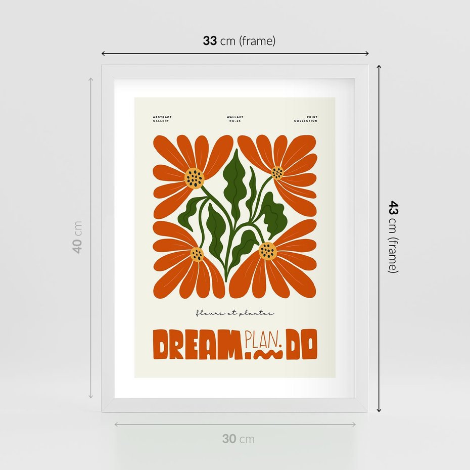 Plakat w ramie 30x40 - Księga Abstrakcji - sztuka nowoczesna, kolorowe kwiaty - rama biała