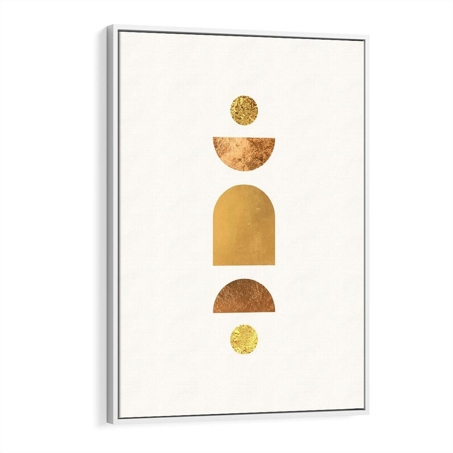 Obraz w ramie 50x70 - Abstrakcyjne Wzory - geometryczne złote kształty, tekstura - rama biała