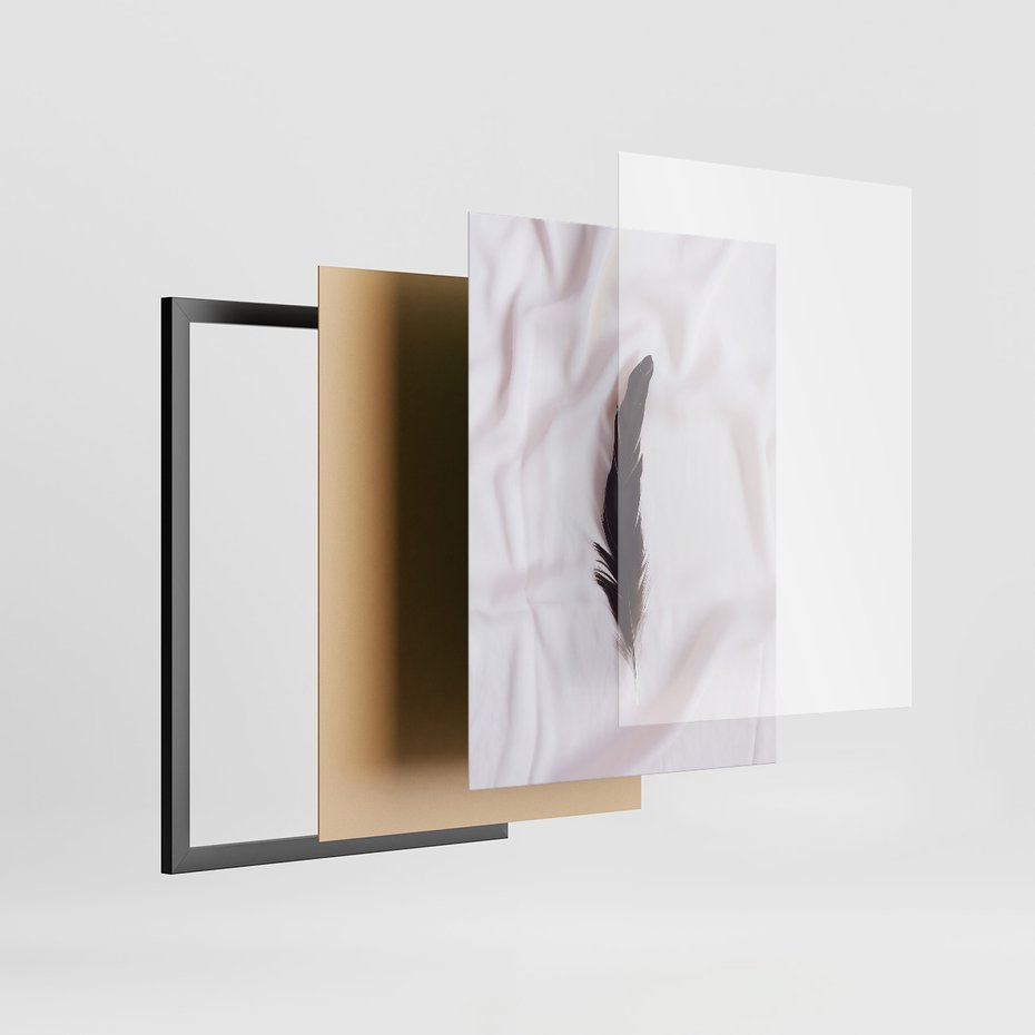 Zestaw obrazy w ramie 30x40 galeria - Cytat, motywacyjny, pióra, boho - rama czarna