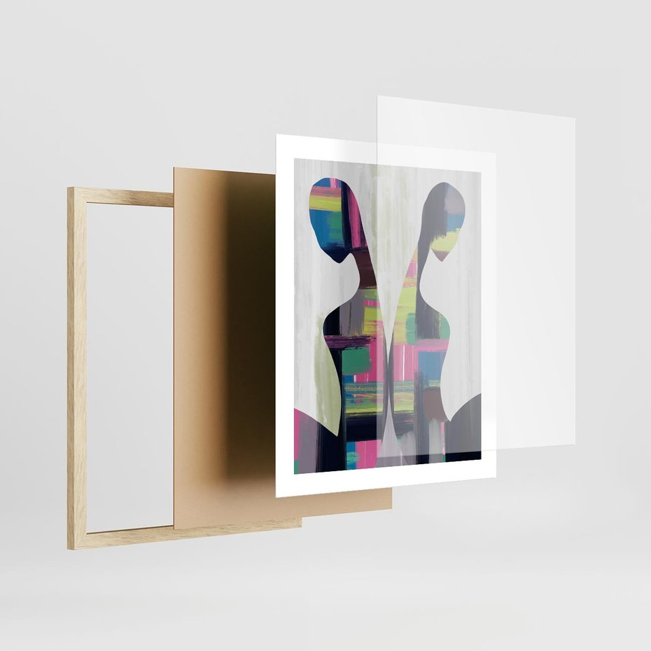 Plakat w ramie 40x50 - Nowa Era - abstrakcyjny plakat, nowoczesna sztuka - rama drewno