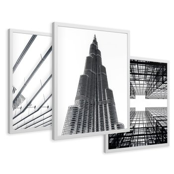 Zestaw obrazy w ramie 50x70 galeria - Budynki, wieżowce, miasto - rama biała