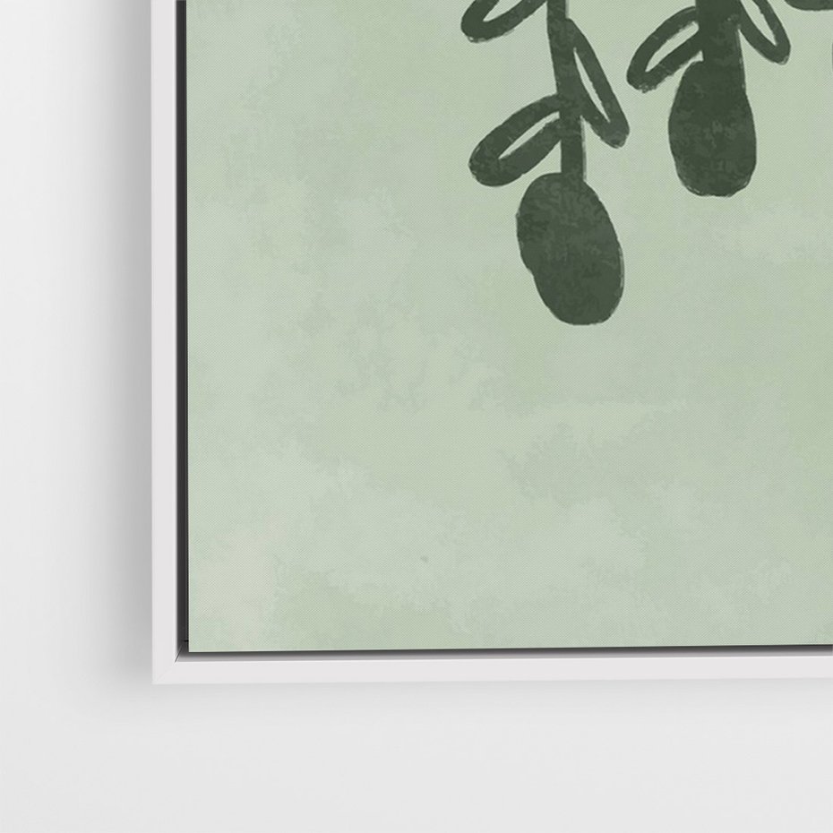 Obraz w ramie 70x100 - Zieleń Inspirującego Spokoju - plakat z abstrakcyjną zieloną lampą, skandynawski design - rama biała