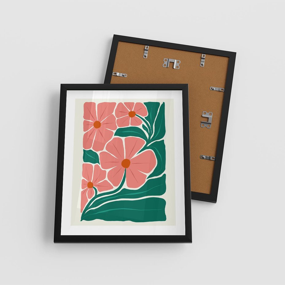 Plakat w ramie 40x50 - Energiczne Opowieści - kwiaty, sztuka nowoczesna - rama czarna