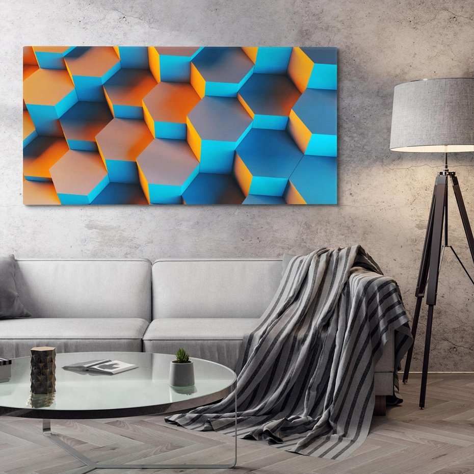 Obraz na płótnie 140x70 - Trójwymiarowa Gra - geometryczna, 3D