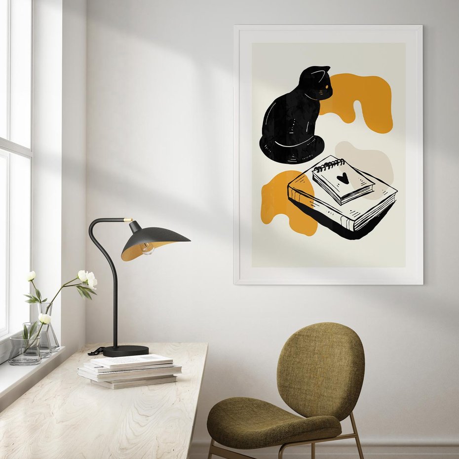 Plakat bez ramy 30x40 - Nowoczesny Kot - grafika, kot