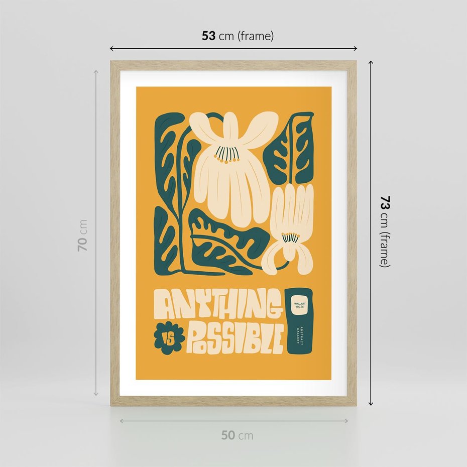 Plakat w ramie 50x70 - Impulsy Harmonii - kwiaty, nowoczesny plakat - rama drewno