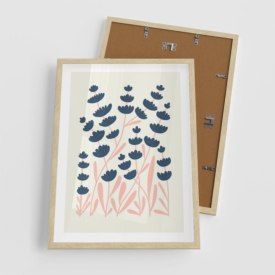 Plakat w ramie 50x70 - Migotliwe Kształty - kwiaty, rośliny - rama drewno