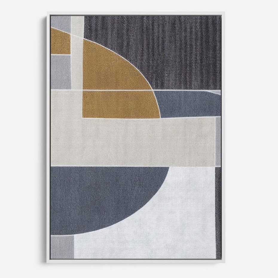 Obraz w ramie 80x120 - Odbicie wschodzącego jutra - graficzne kształty, geometria - rama biała