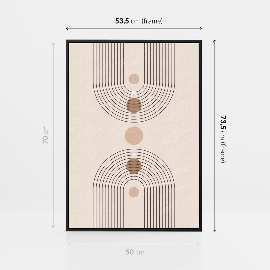 Obraz w ramie 50x70 - Zgeometryzowane Wizje - boho plakat, minimalizm - rama czarna