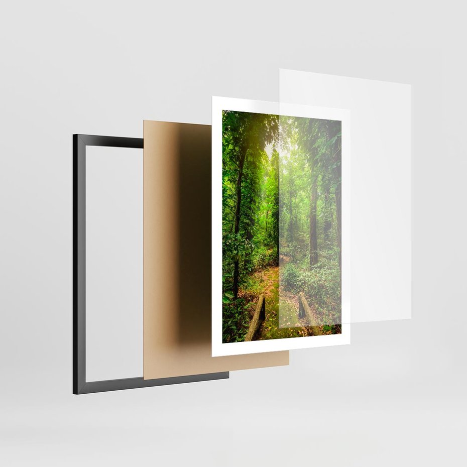 Plakat w ramie 50x70 - Współistnienie z naturą - drzewa, las - rama czarna