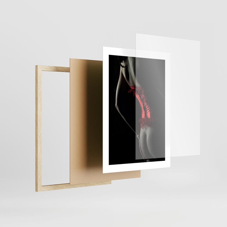 Plakat w ramie 30x40 - Piękno i Siła - akt, kobieta - rama drewno