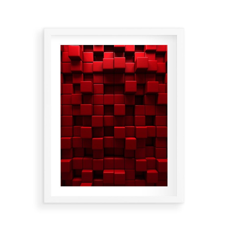 Plakat w ramie 40x50 - Geometryczne 3D: wizja przestrzeni - geometryczne, 3D - rama biała