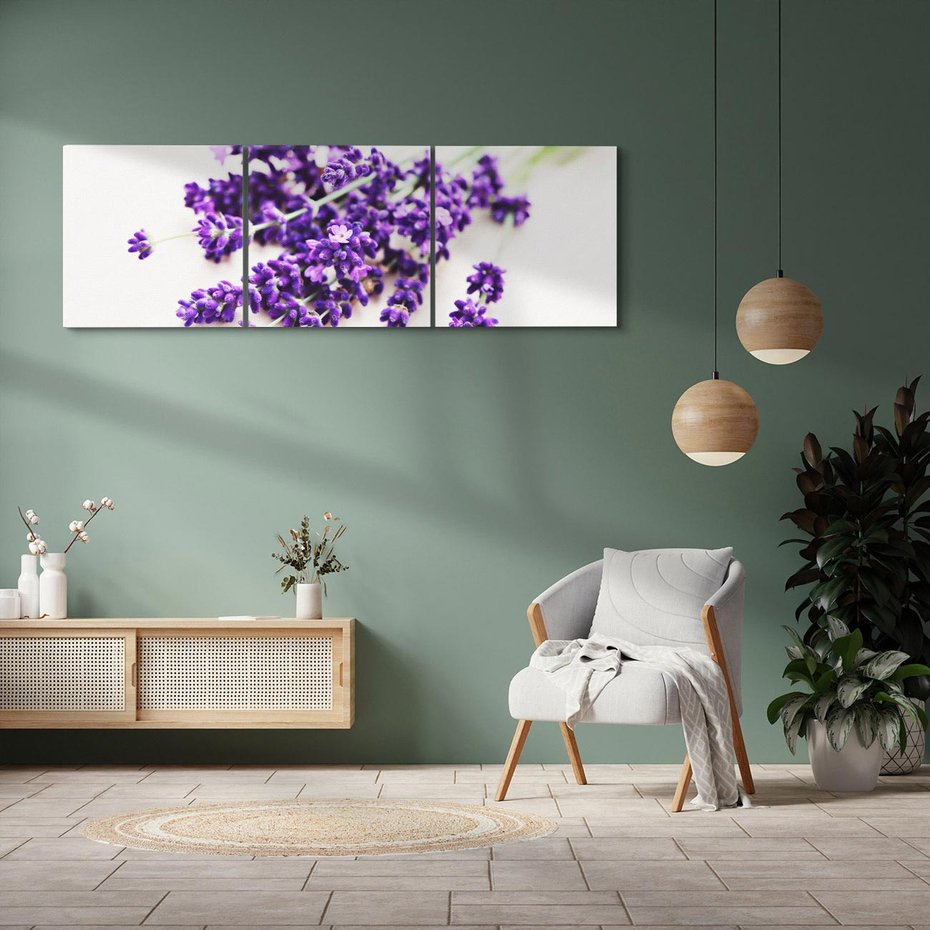 Obraz na płótnie 150x50 - Urok lawendowych kwiatów - lawenda, kwiaty