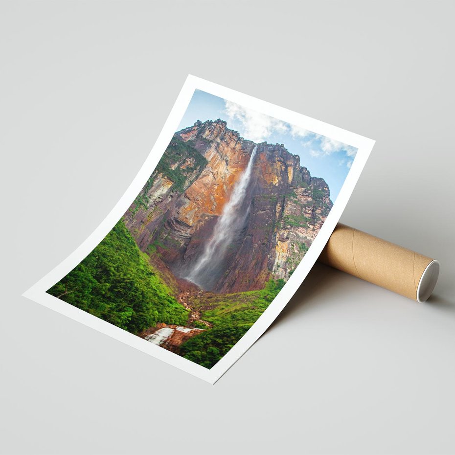 Plakat bez ramy 40x50 - Górska siła wodospadów - wodospad, góra