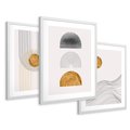 Zestaw obrazy w ramie 40x50 galeria - Minimalizm, japońskie, kształty, złoto - rama biała