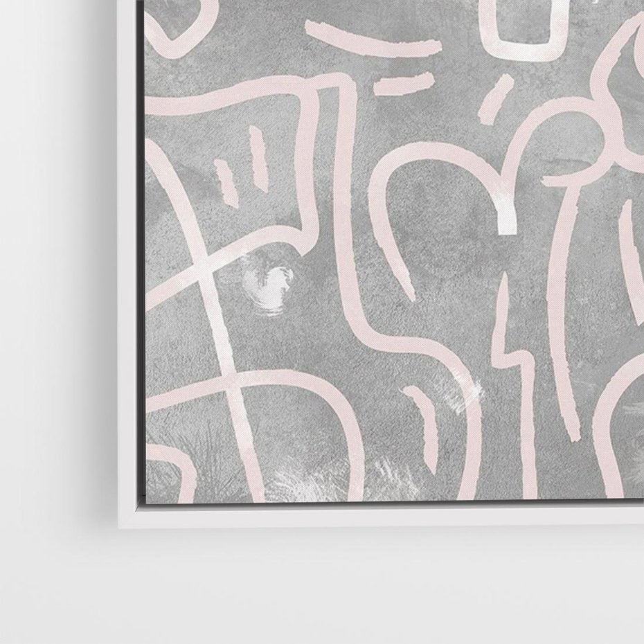 Obraz w ramie 50x50 - Sploty odblasków i zawirowań - abstrakcyjne rysunki, wzorek - rama biała