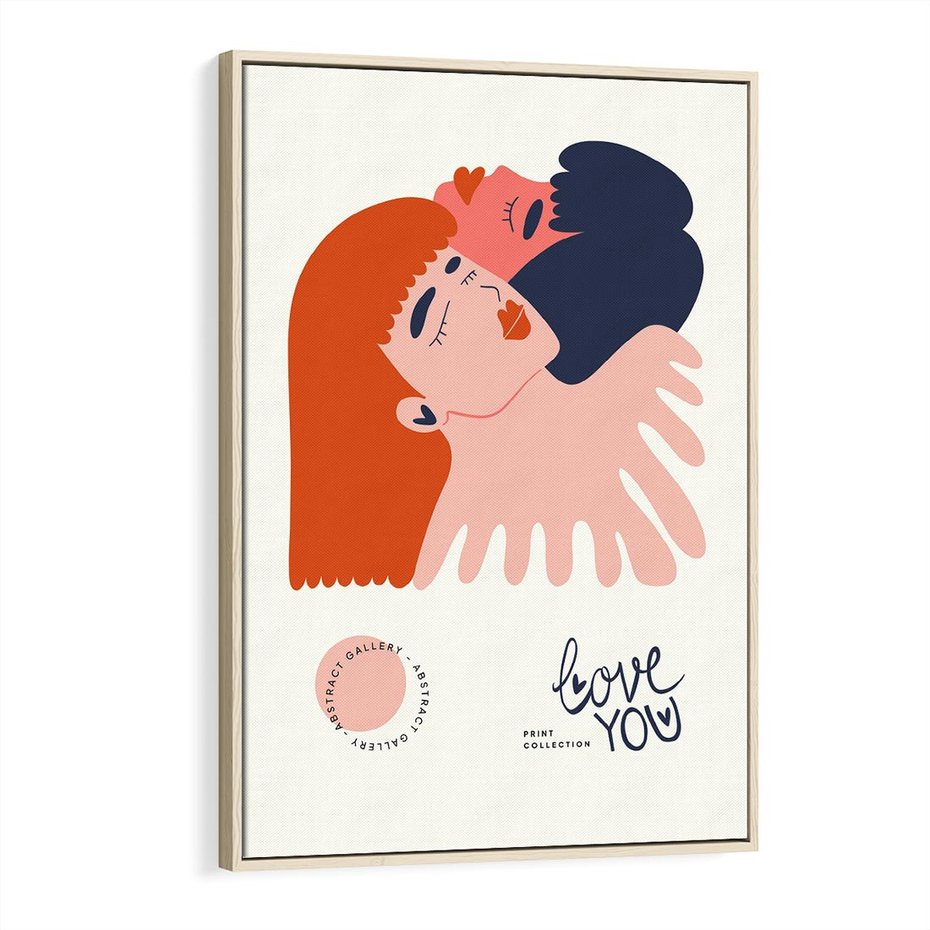 Obraz w ramie 80x120 - Rondo melancholii - para zakochanych, graficzny obraz - rama drewno