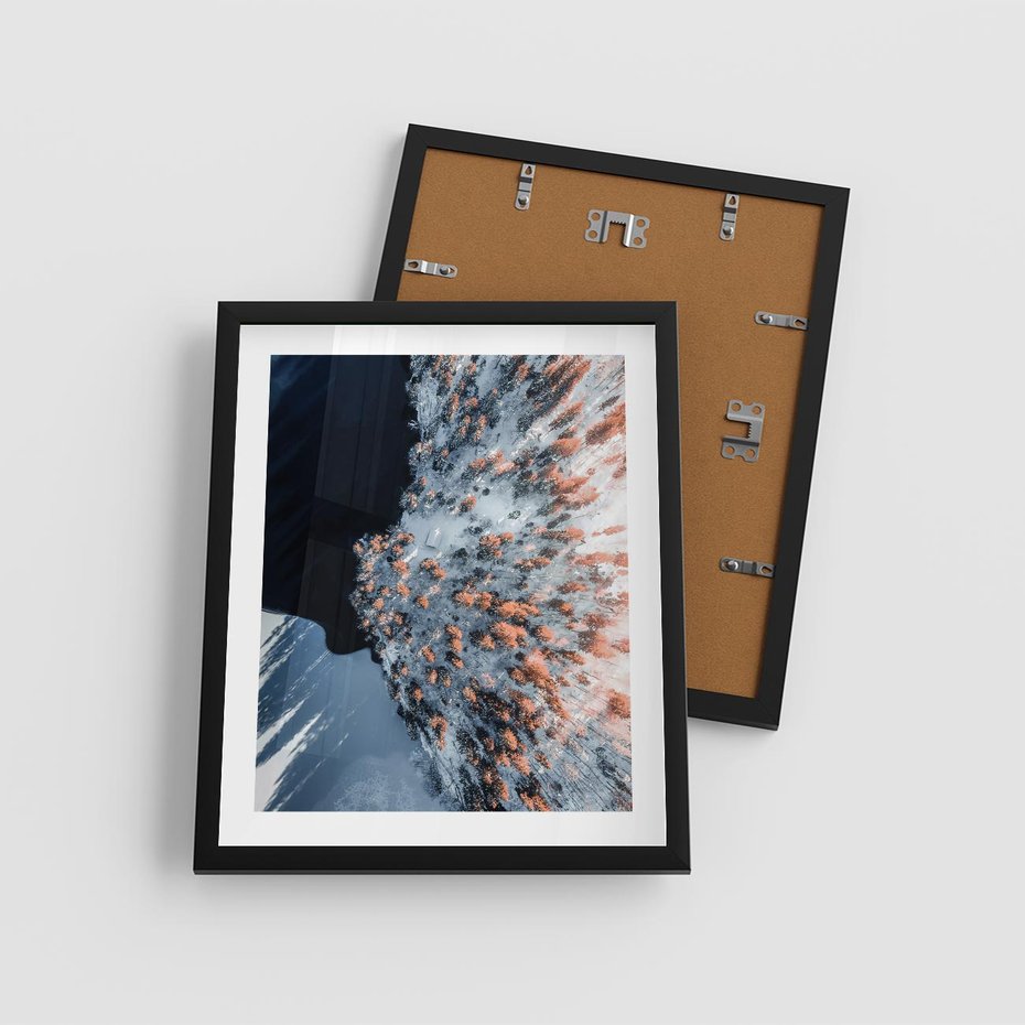 Plakat w ramie 40x50 - Lot Ptaka - zima, zimowy krajobraz - rama czarna