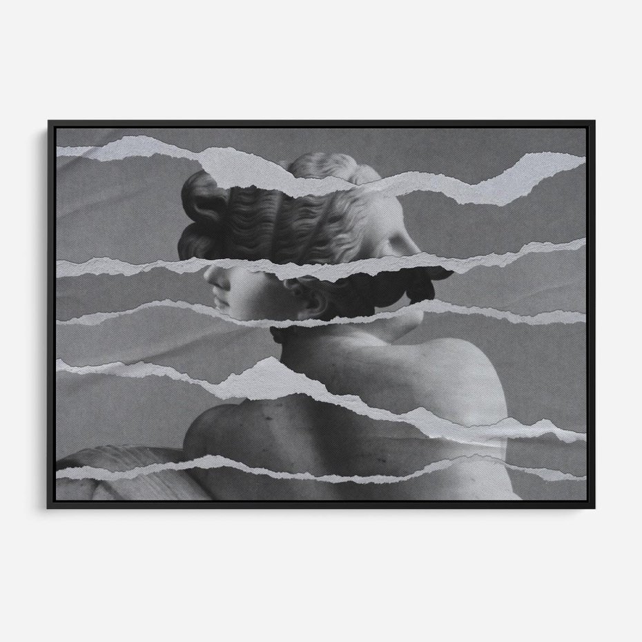 Obraz w ramie 70x50 - Kolaż z Antyczną Rzeźbą - antyczna rzeźba, kolaż ze zdjęć - rama czarna