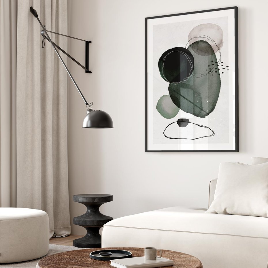 Plakat w ramie 50x70 - Abstrakcyjne Plamy w Akwareli - abstrakcyjne akwarelowe plamy - rama czarna