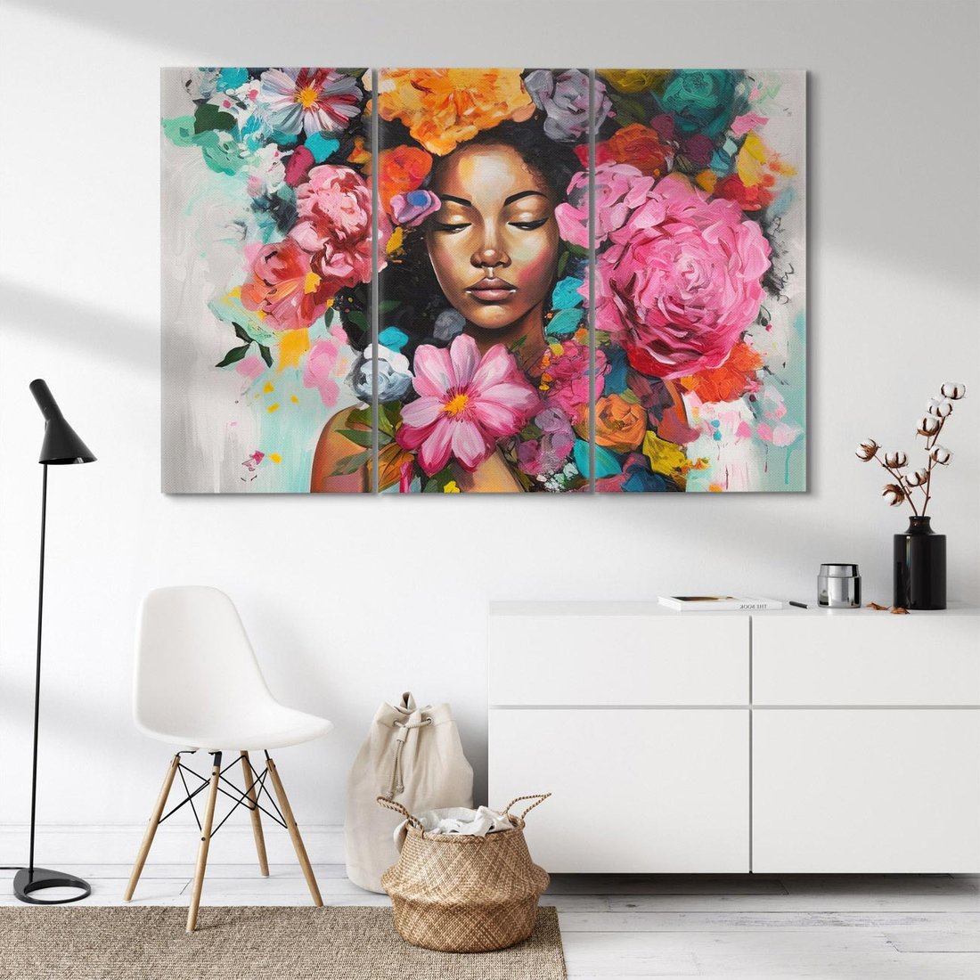 Obraz na płótnie 120x80 - Z Głową w Kwiatach - obraz olejny, sztuka nowoczesna