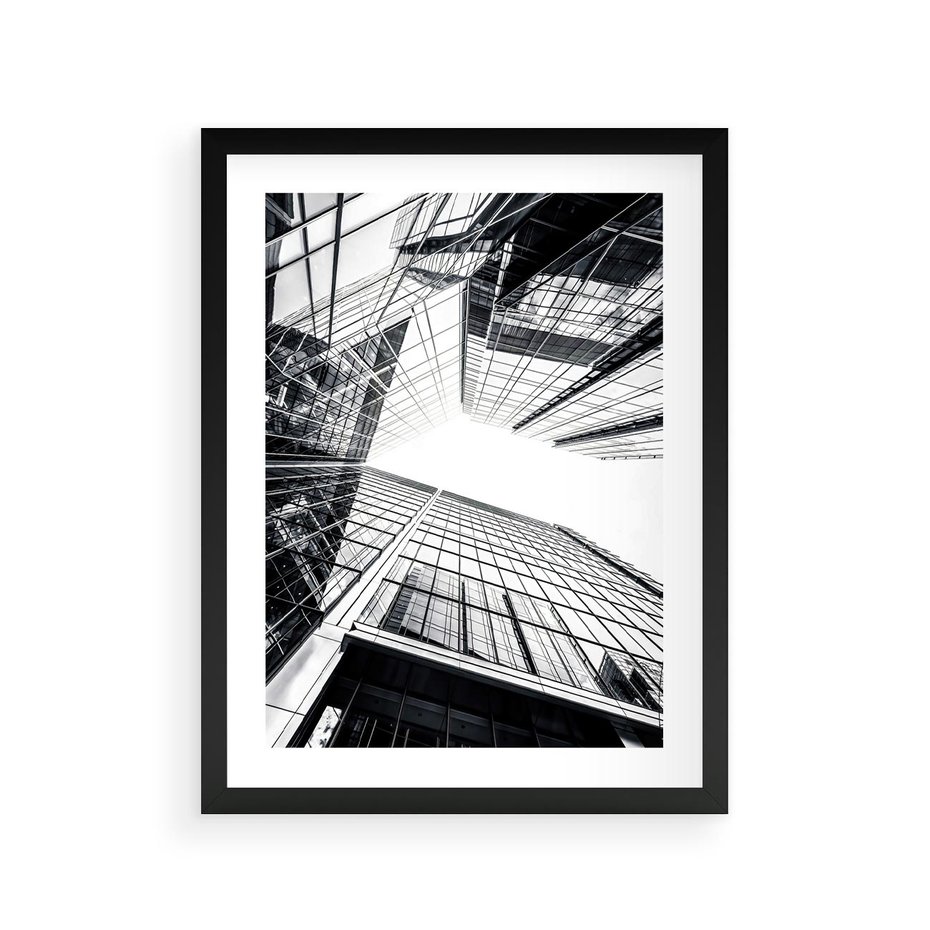 Plakat w ramie 30x40 - Wznoszący się Wysoko - architektura, wysoki wieżowiec - rama czarna
