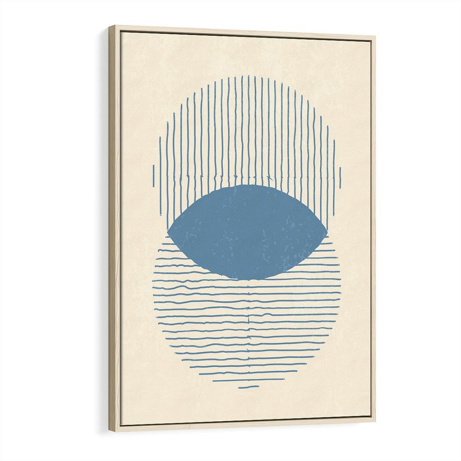 Obraz w ramie 70x100 - Wnętrza Refleksji - geometryczne kształty, koła - rama drewno