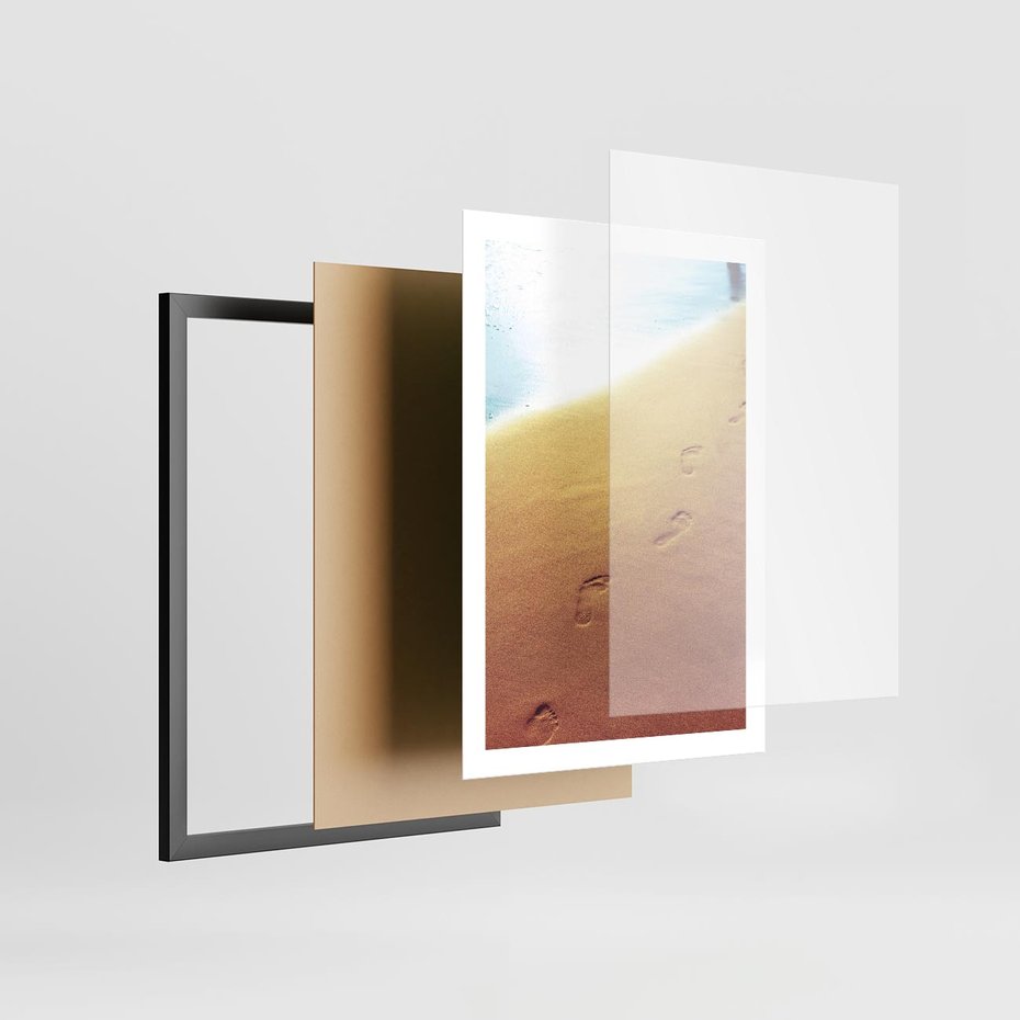 Plakat w ramie 50x70 - Ślad Przygody - ślady, stóp - rama czarna