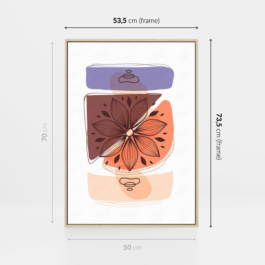 Obraz w ramie 50x70 - Kwiatowa Oaza - abstrakcyjna sztuka, plamy - rama drewno