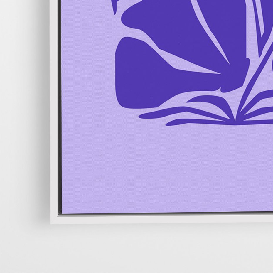 Obraz w ramie 80x120 - Migocące Boho Wibracje - kwiaty, energetyczne fioletowe tło - rama biała