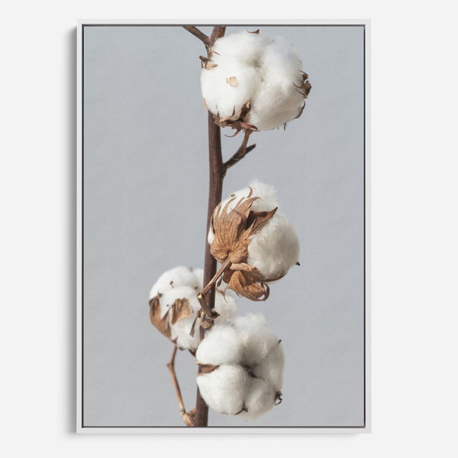 Obraz w ramie 80x120 - Bawełniana boho miękkość - bawełna, boho - rama biała