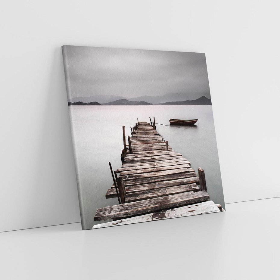 Obraz na płótnie 30x30 - Spokój nad Jeziorem - pomost, jezioro