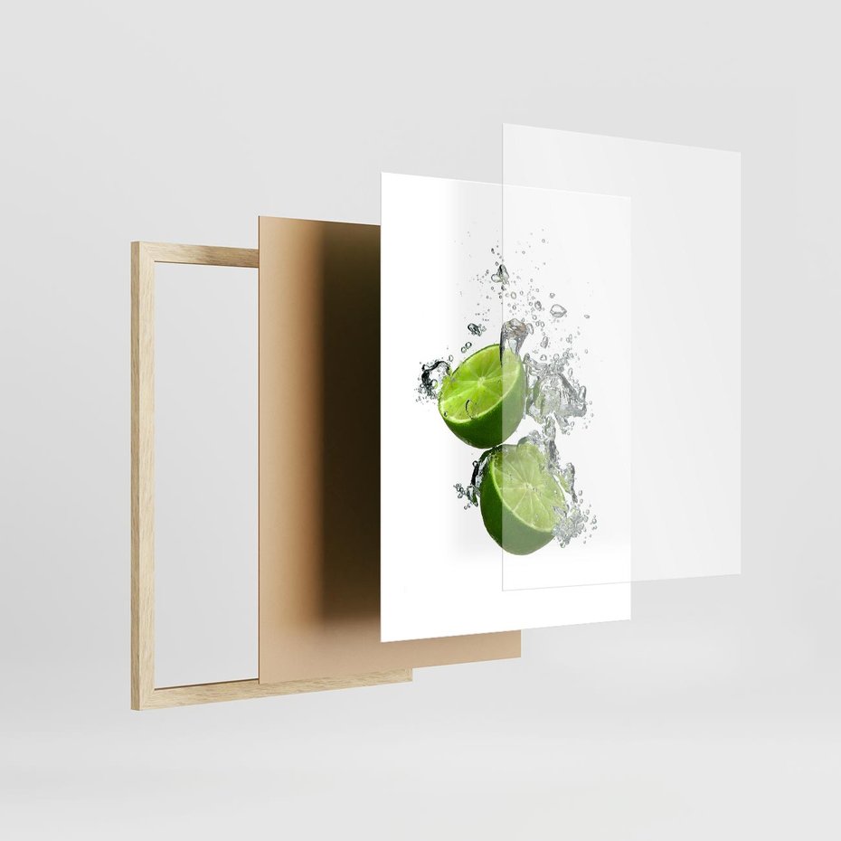 Plakat w ramie 30x40 - Kwaskowata moc limonki i cytryny - limonka, cytryna - rama drewno