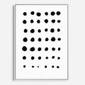 Obraz w ramie 50x70 - Refleksje Światła - minimalistyczna kompozycja, czarne kropkina białym tle - rama biała