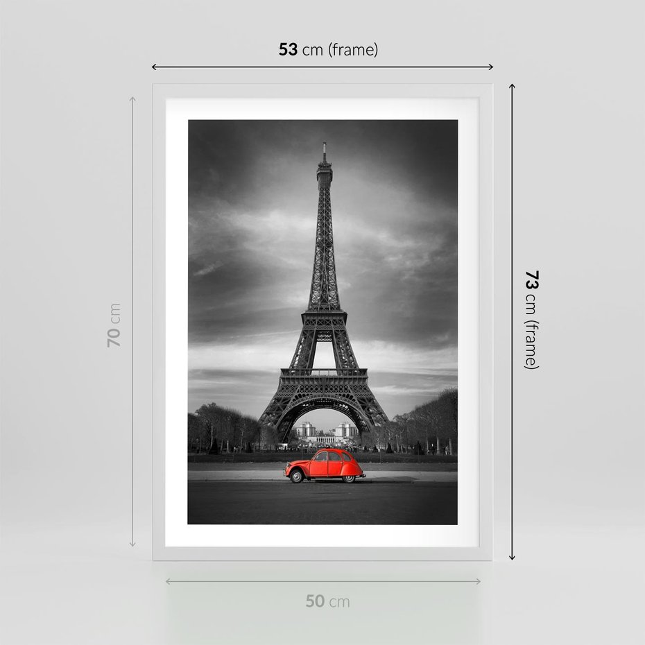 Plakat w ramie 50x70 - Elegancja Wieży - wieża, Eiffla - rama biała