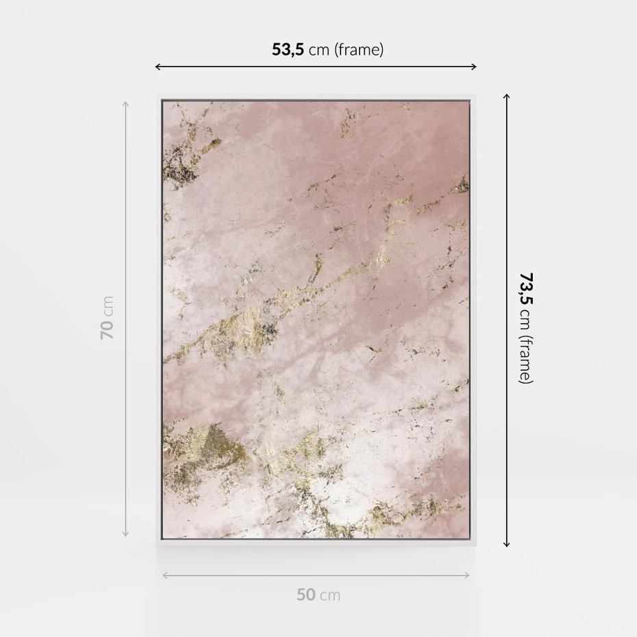Obraz w ramie 50x70 - Piękno w Szczegółach - marmur, złoto - rama biała