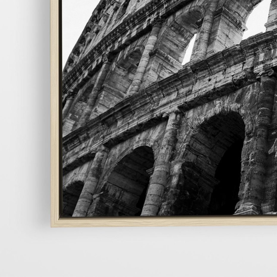 Obraz w ramie 70x50 - Koloseum w Czarnej Bieli - antyczna architektura, koloseum - rama drewno