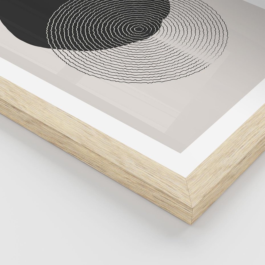 Plakat w ramie 30x40 - Boho Przenikanie Uroku - abstrakcyjna kompozycja, okręgi - rama drewno