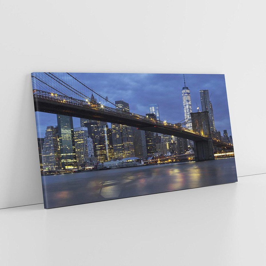 Obraz na płótnie 120x60 - Mosty Manhattanu nocą - most, Nowy Jork