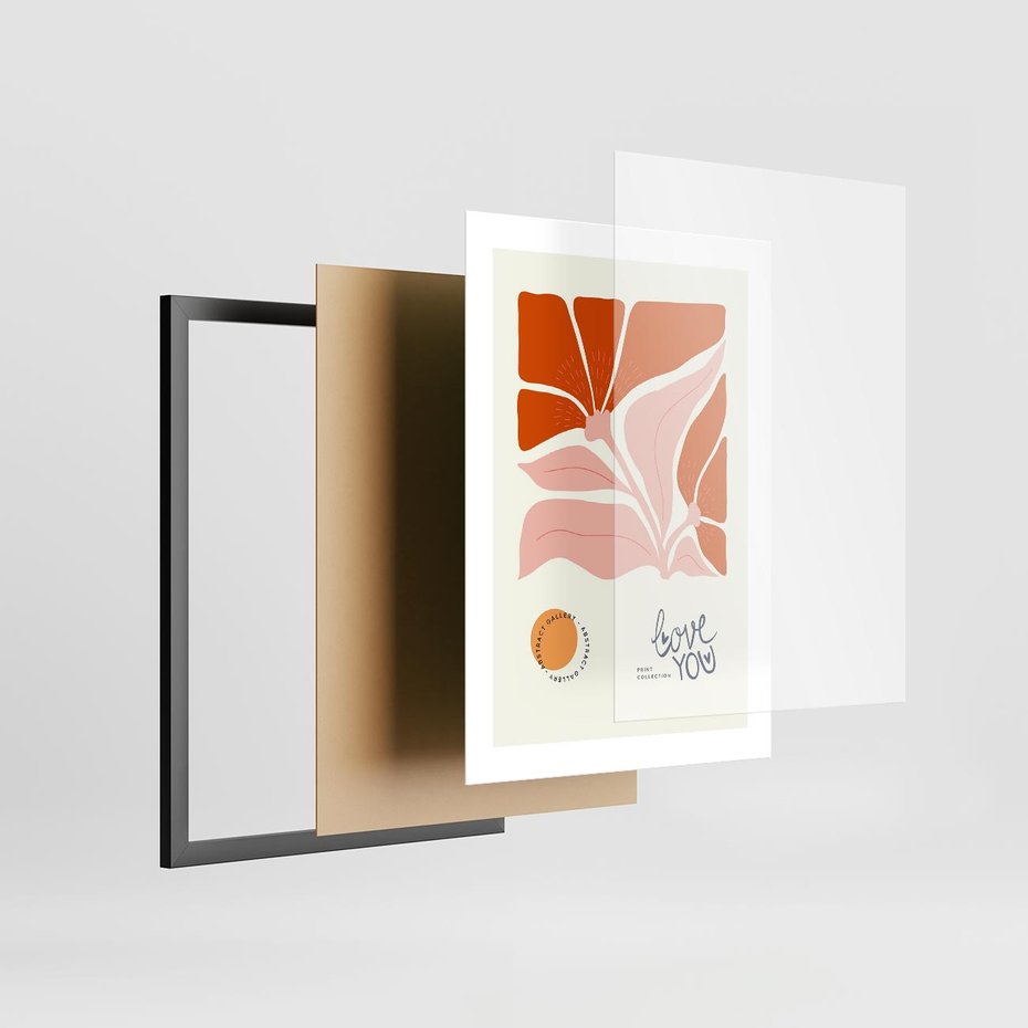 Plakat w ramie 30x40 - Miłość w Kwiatowym Sercu - kwiaty, miłość - rama czarna