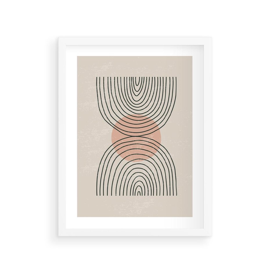 Plakat w ramie 30x40 - Nowy Rytuał - abstrakcyjna sztuka, boho kształty - rama biała