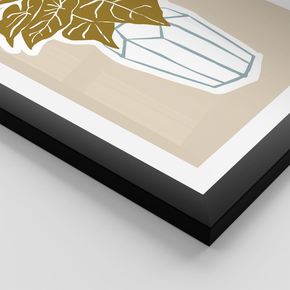 Plakat w ramie 30x40 - Bezgraniczne Marzenia - nowoczesna kompozycja, liście monstery w wazonie - rama czarna