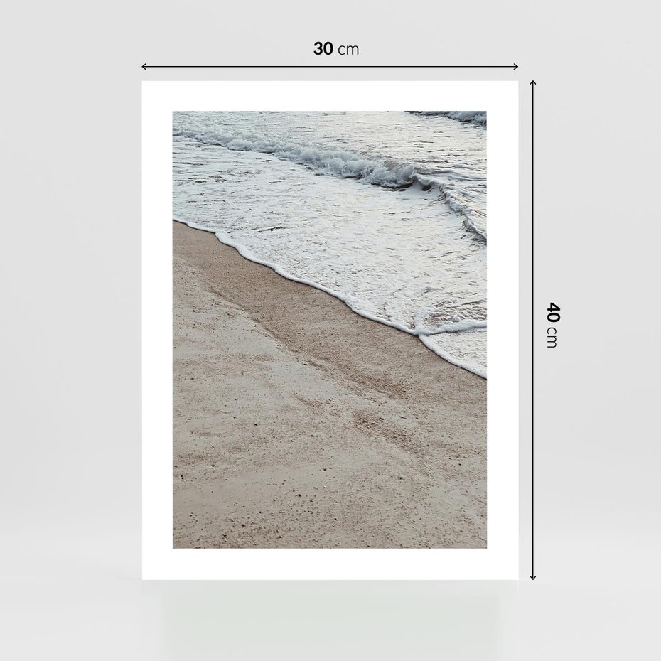 Plakat bez ramy 30x40 - Brzeg Morza: Malownicza Plaża i Fale - morze, plaża